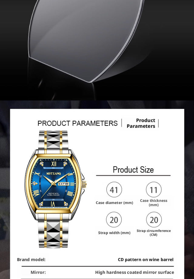 Mstianq 1121 Barrel-Shaped Men's Quartz Watch