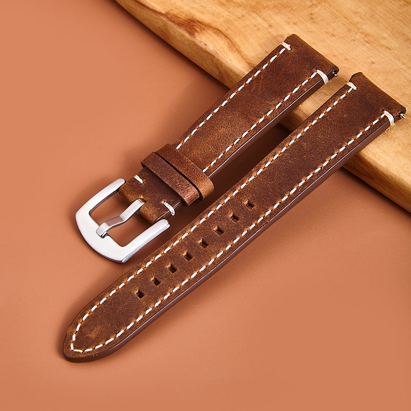 First Layer Cowhide Crazy Horse Retro Watch Strap