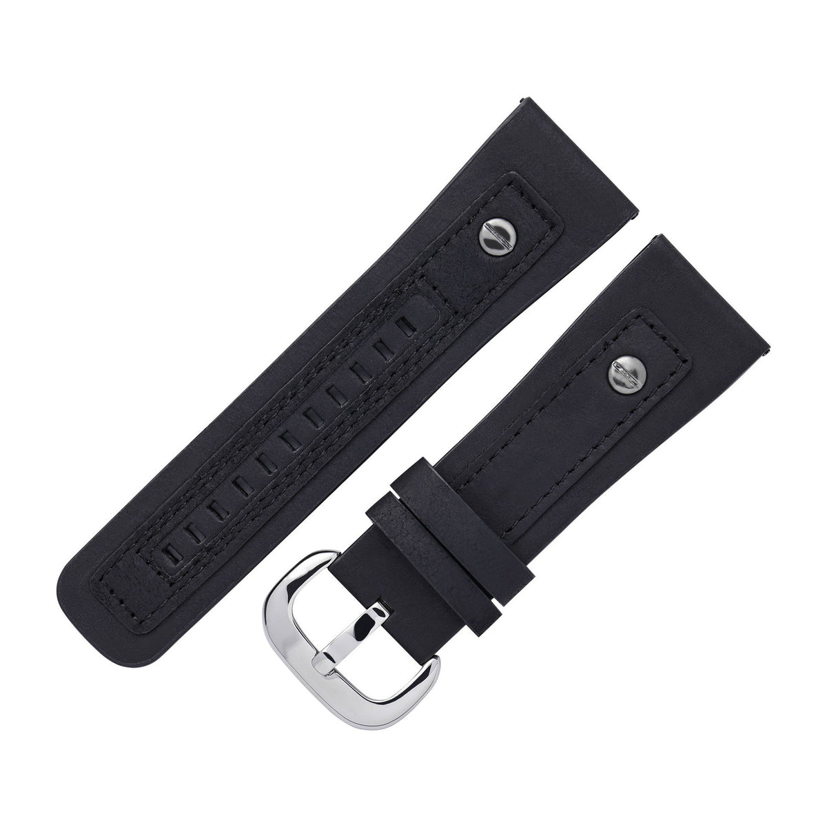 Matte Genuine Leather Watch Strap Vintage Crazy Horse Style with Studs