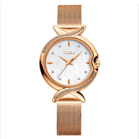 OLIKA 30m Waterproof Ladies Watch Real Fritillary Face Fish Tail Diamond