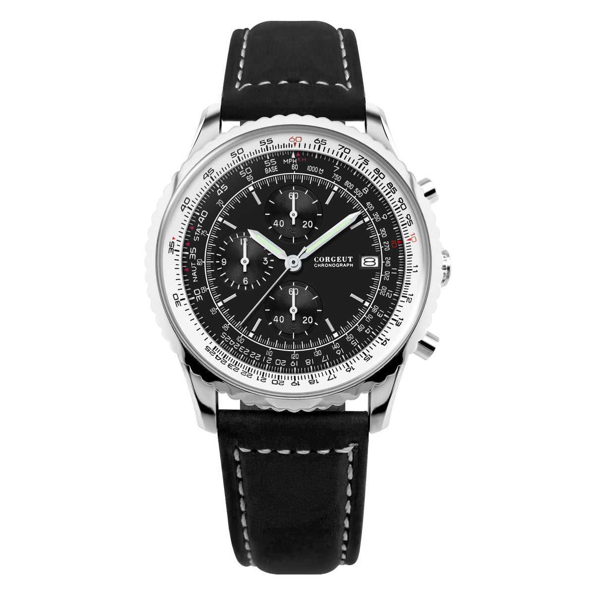 Corgeut 9001 VK67 Movement Mineral Glass 30m Waterproof