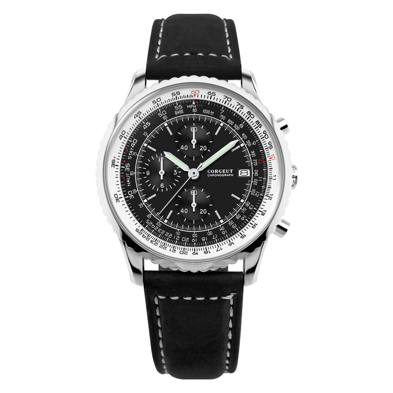 Corgeut 9001 VK67 Movement Mineral Glass 30m Waterproof