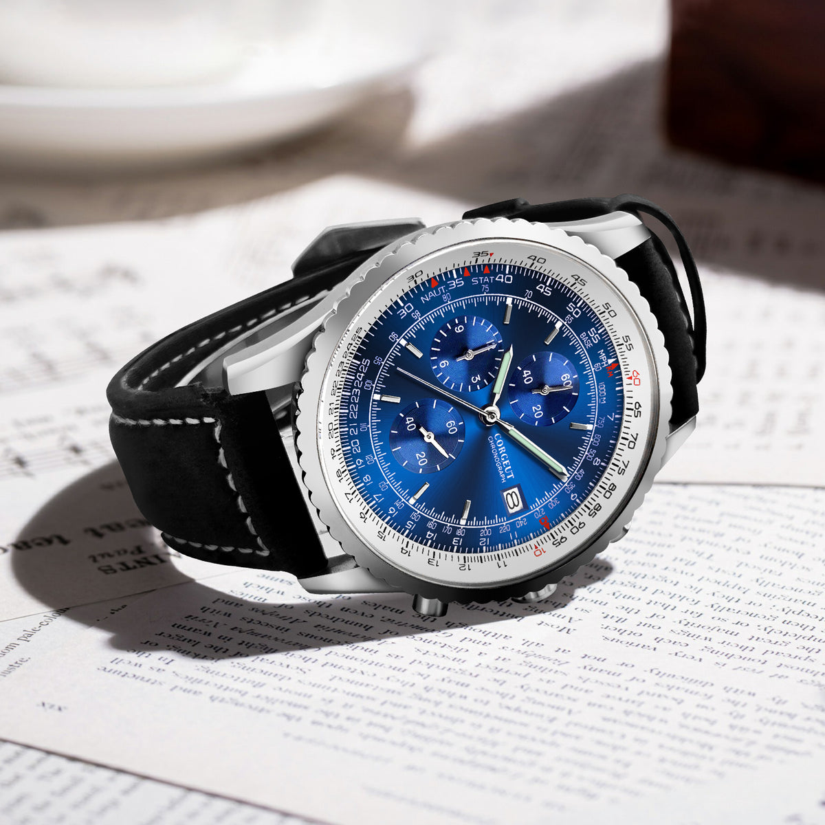 Corgeut 9001 VK67 Movement Mineral Glass 30m Waterproof