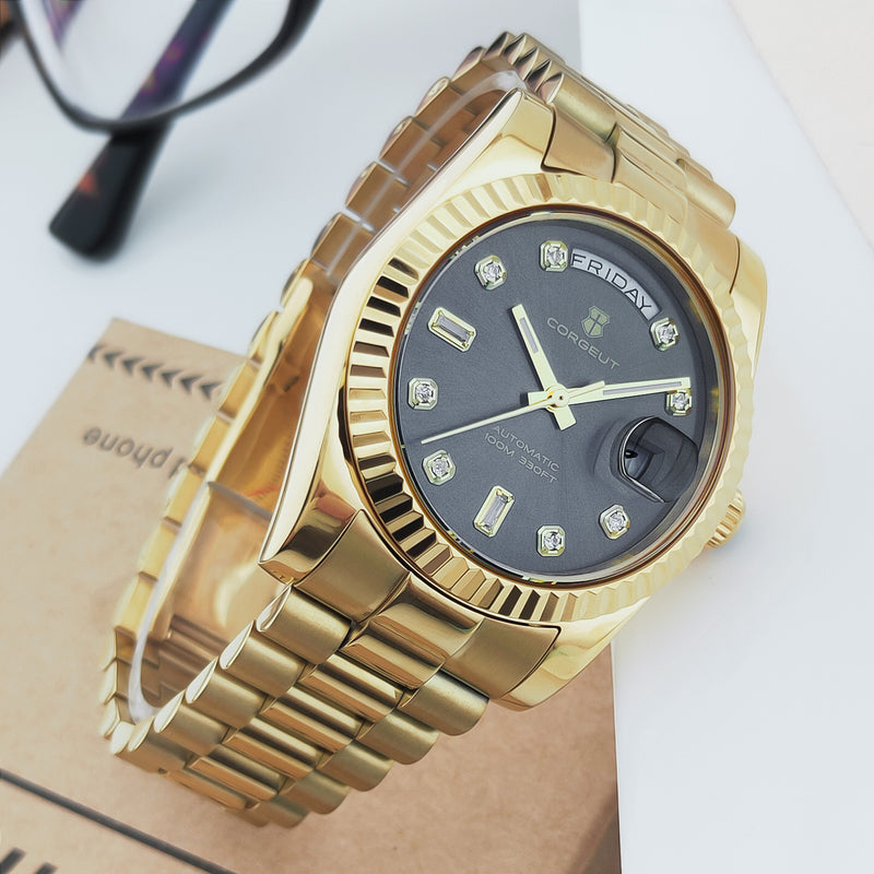 Corgeut 6002L ST1644 Movement Sapphire Mirror 200m waterproof