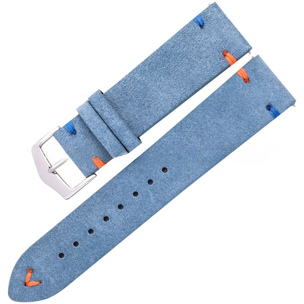 Wholesale Colorful Handstitched Velvet Suede Leather Watch Strap