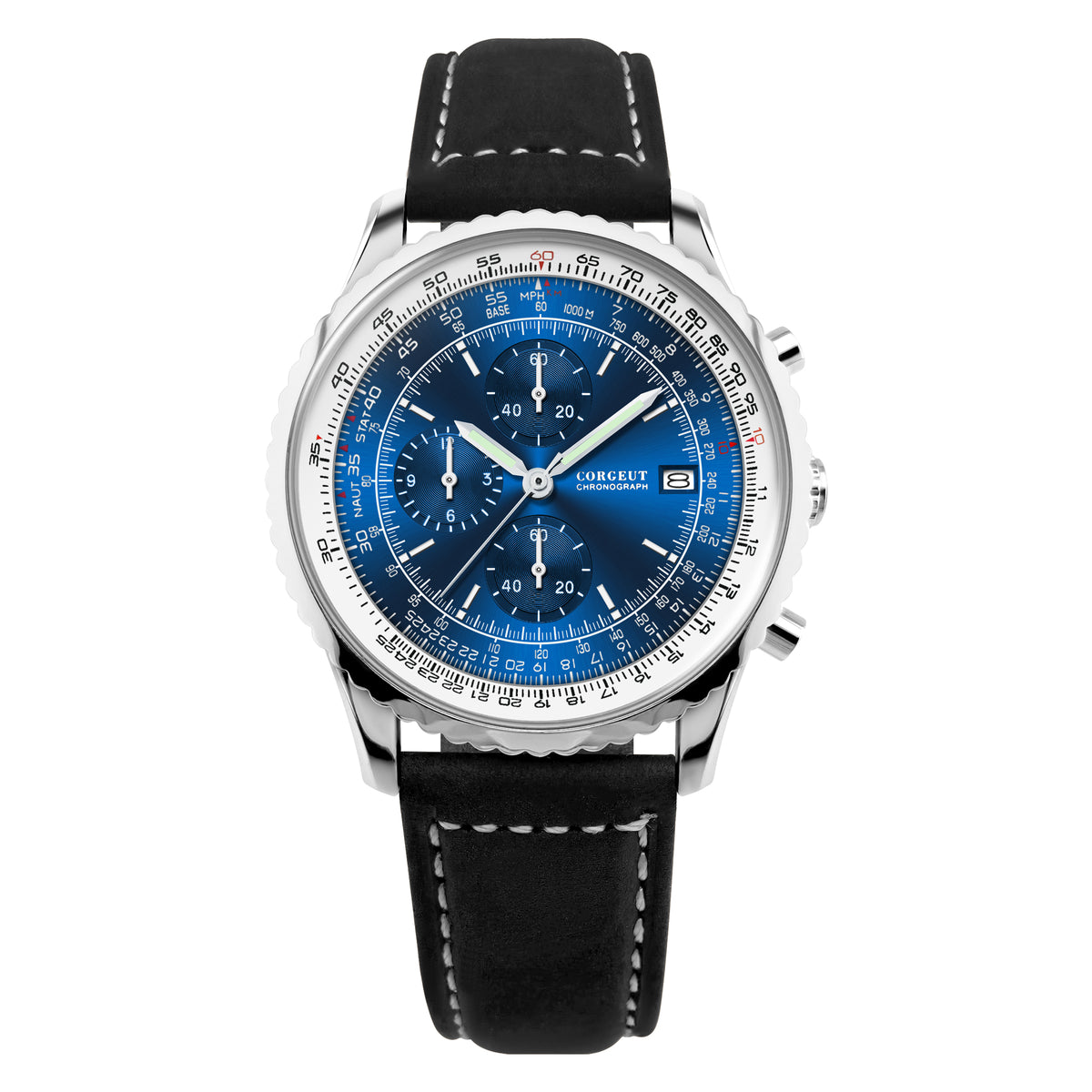 Corgeut 9001 VK67 Movement Mineral Glass 30m Waterproof