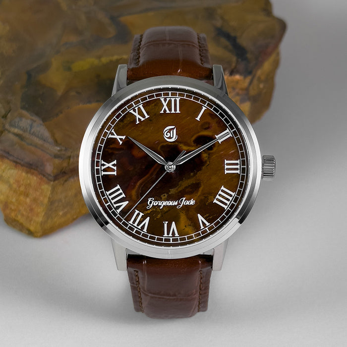 Gorgeous Jade MY25054 8215 Movement Brown Stone Dial Watch