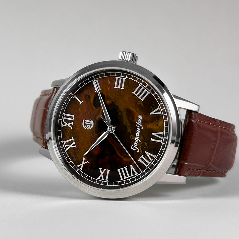 Gorgeous Jade MY25054 8215 Movement Brown Stone Dial Watch