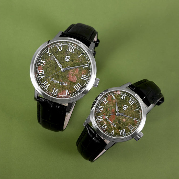 Gorgeous Jade MY250515 8215 Movement Motley Green Stone Dial Watch