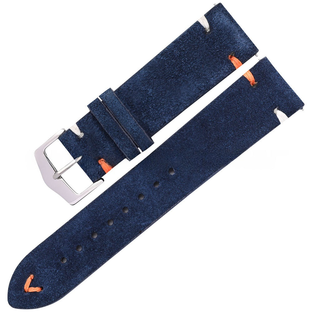 Wholesale Colorful Handstitched Velvet Suede Leather Watch Strap
