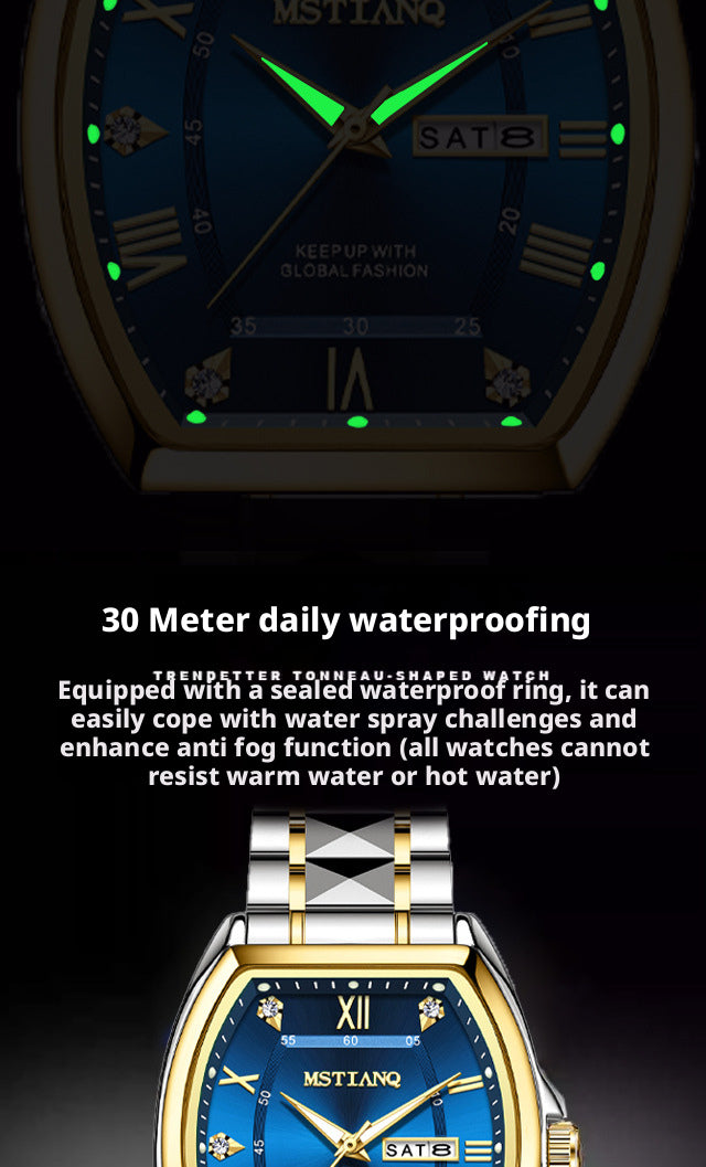 Mstianq 1121 Barrel-Shaped Men's Quartz Watch