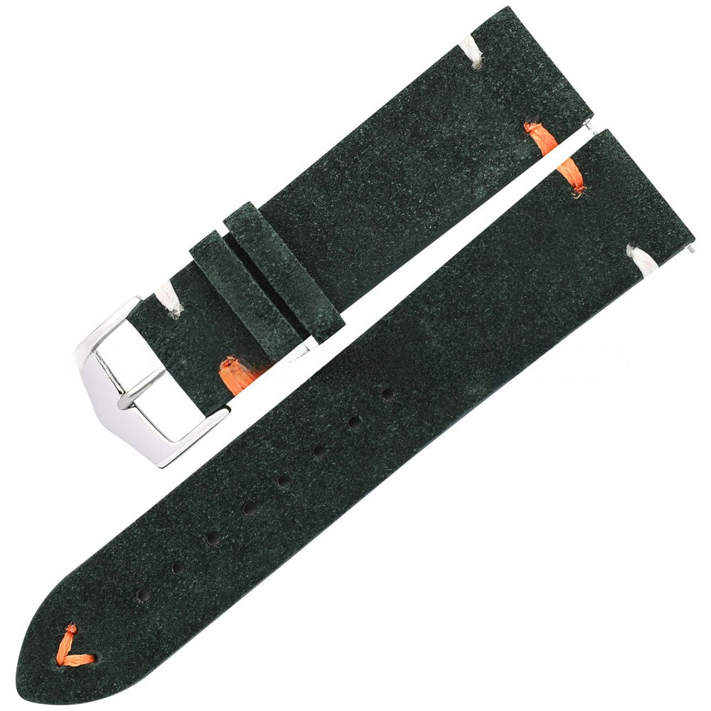 Wholesale Colorful Handstitched Velvet Suede Leather Watch Strap