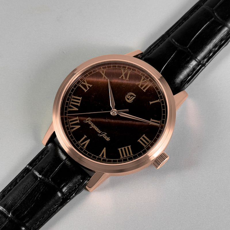 Gorgeous Jade MY250513 8215 Movement Red Tiger Stone Dial Watch