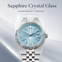 NH35A Automatic Men’s Watch – Ice Blue Honeycomb Dial, Sapphire, 100M Waterproof