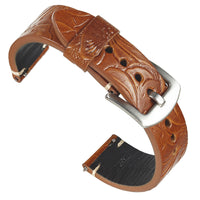 Cut edge embossed genuine leather watch strap