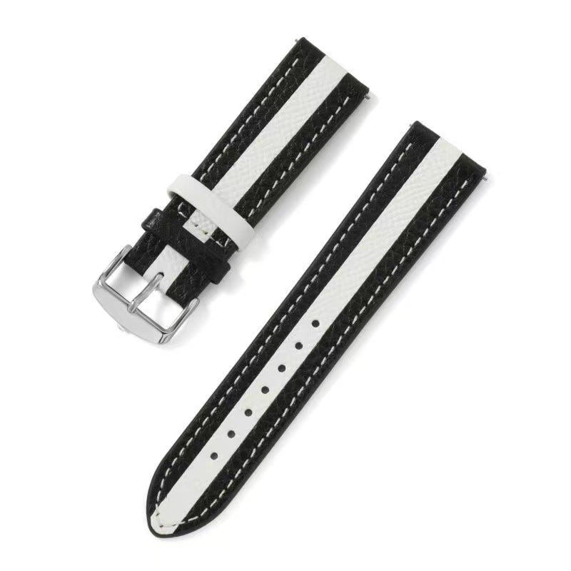 Contrast Color Cowhide Genuine Leather Watch Strap