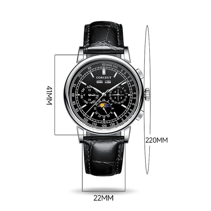 Corgeut 6016 Seagull Movement Sapphire Mirror 30m waterproof