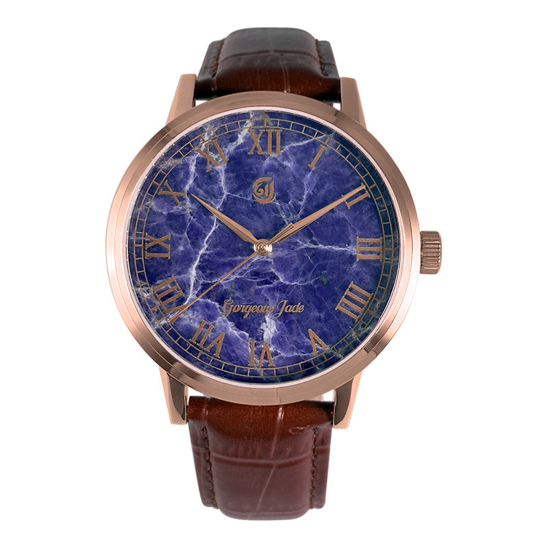Gorgeous Jade MY250518 8215 Movement Blue-Veined Stone Dial Watch