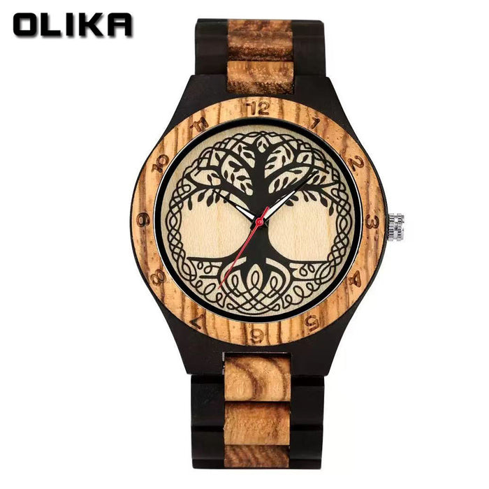 OLIKA 3003 Zebra Wood Men's Watch