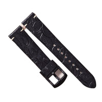 Cut edge embossed genuine leather watch strap