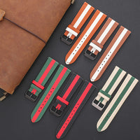 Contrast Color Cowhide Genuine Leather Watch Strap