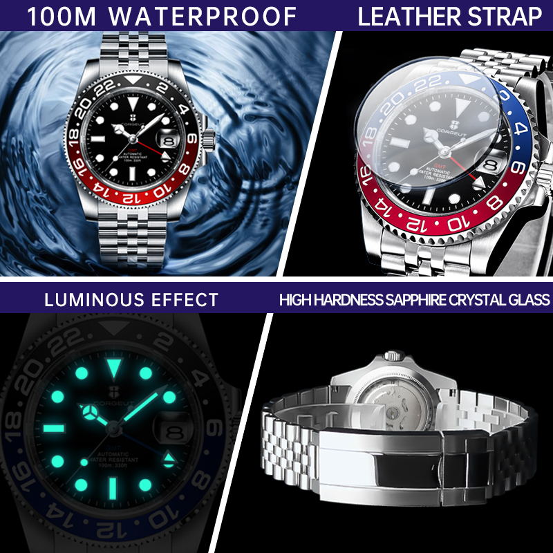 Corgeut 6001 NH34 Movement Sapphire Mirror 100m waterproof