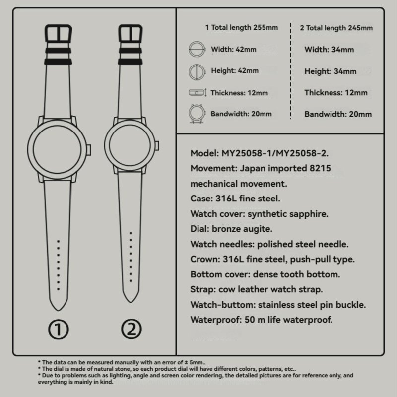 Gorgeous Jade MY25058 8215 Movement Bronze Pyroxene Dial Watch