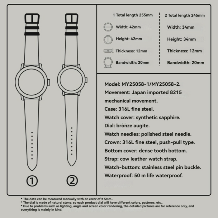 Gorgeous Jade MY25058 8215 Movement Bronze Pyroxene Dial Watch