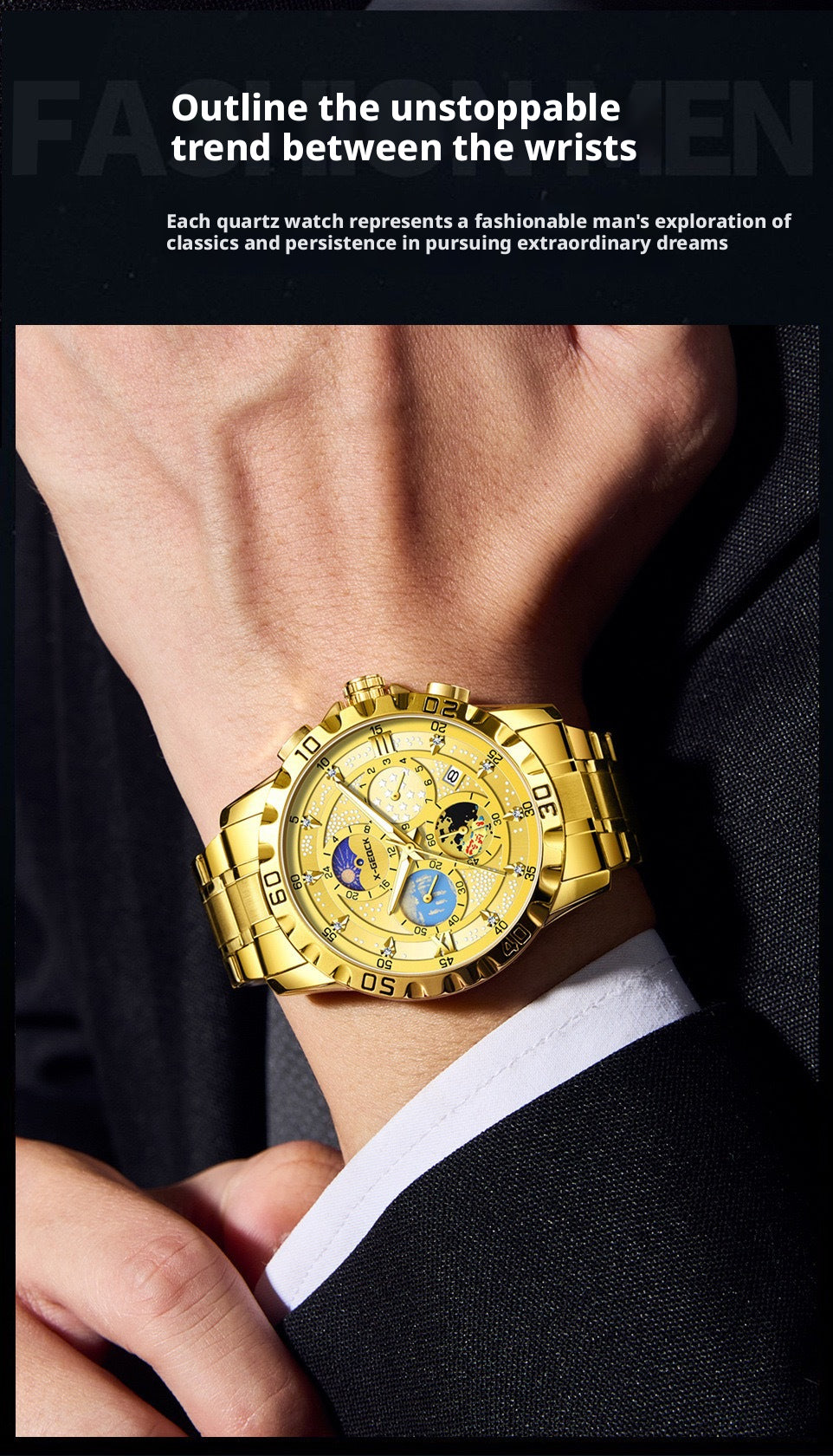 X-GEQCK 5072 Men's Starry Sky Style Electronic Waist Watch