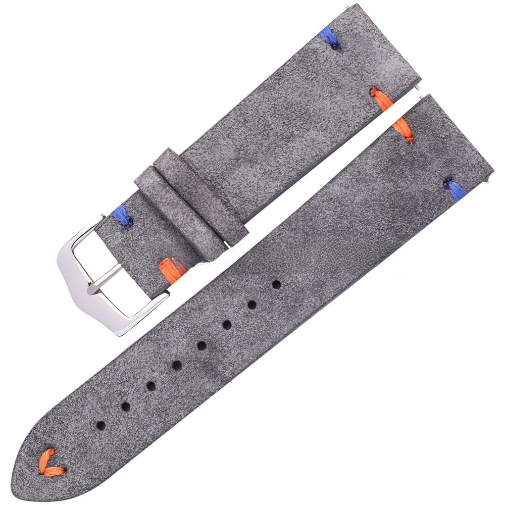 Wholesale Colorful Handstitched Velvet Suede Leather Watch Strap