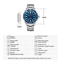 Corgeut 6008 NH35 Movement Sapphire Mirror 100m waterproof