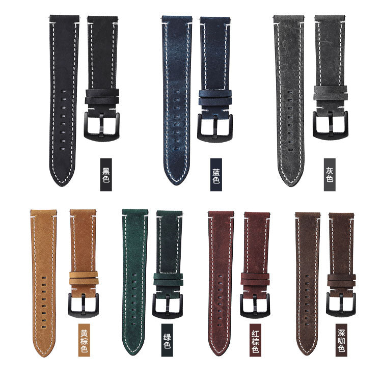 First Layer Cowhide Crazy Horse Retro Watch Strap