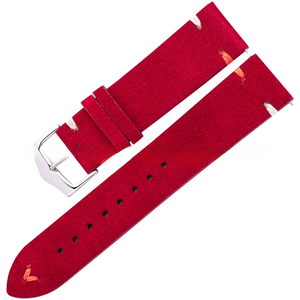 Wholesale Colorful Handstitched Velvet Suede Leather Watch Strap