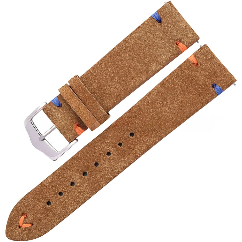 Wholesale Colorful Handstitched Velvet Suede Leather Watch Strap