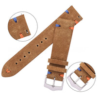 Wholesale Colorful Handstitched Velvet Suede Leather Watch Strap