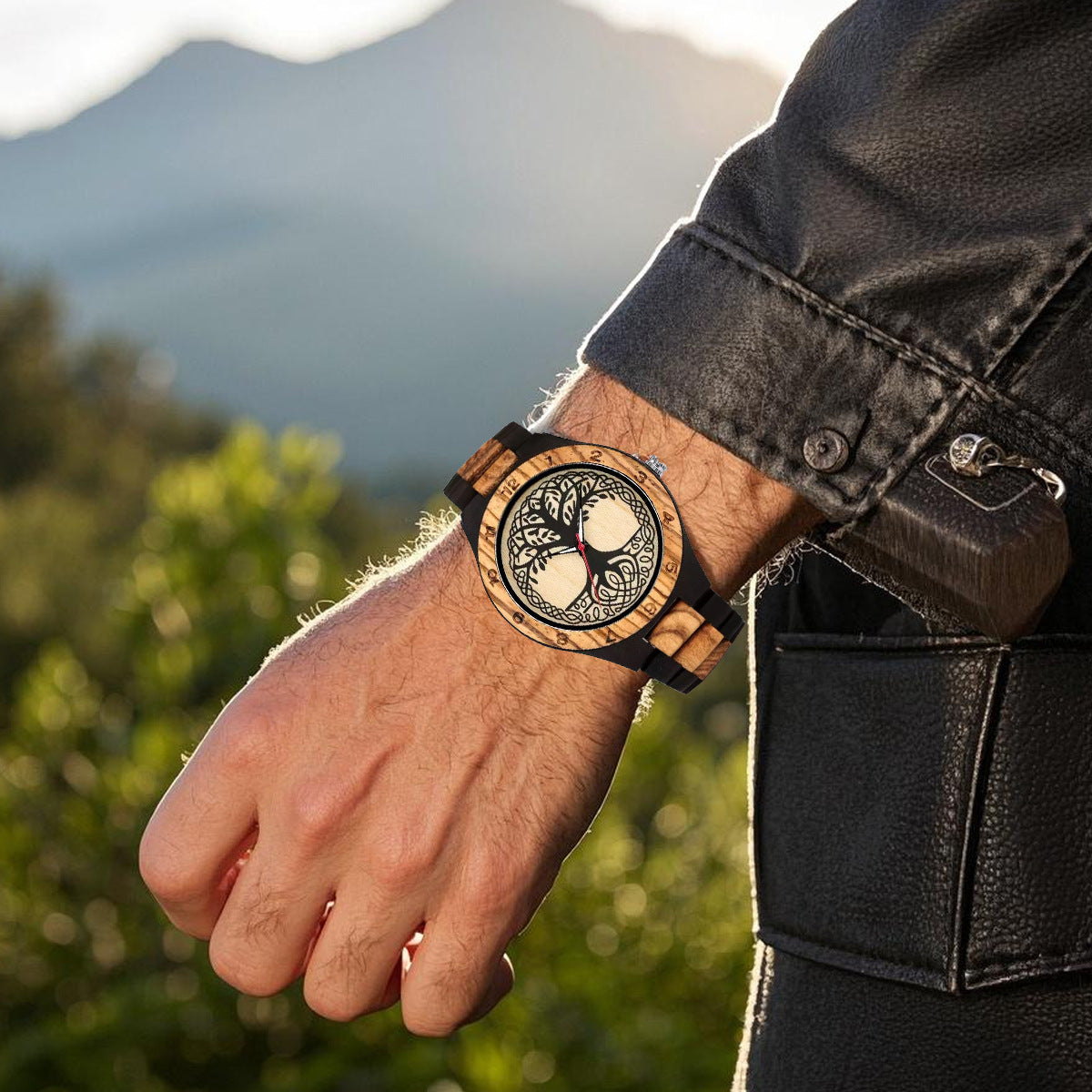 OLIKA 3003 Zebra Wood Men's Watch