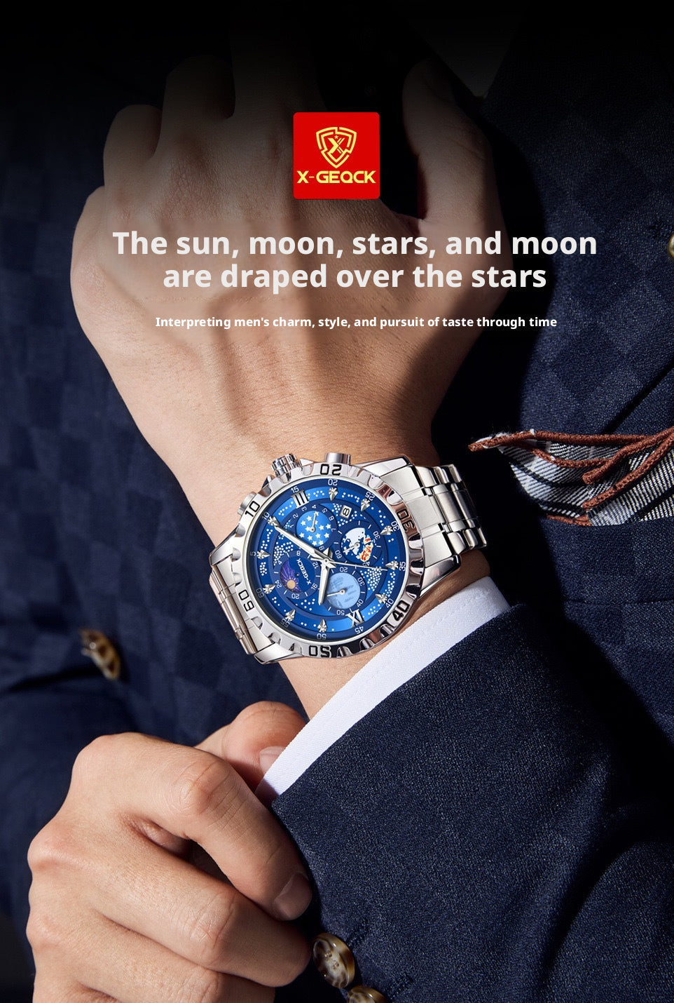 X-GEQCK 5072 Men's Starry Sky Style Electronic Waist Watch