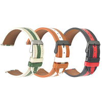 Contrast Color Cowhide Genuine Leather Watch Strap