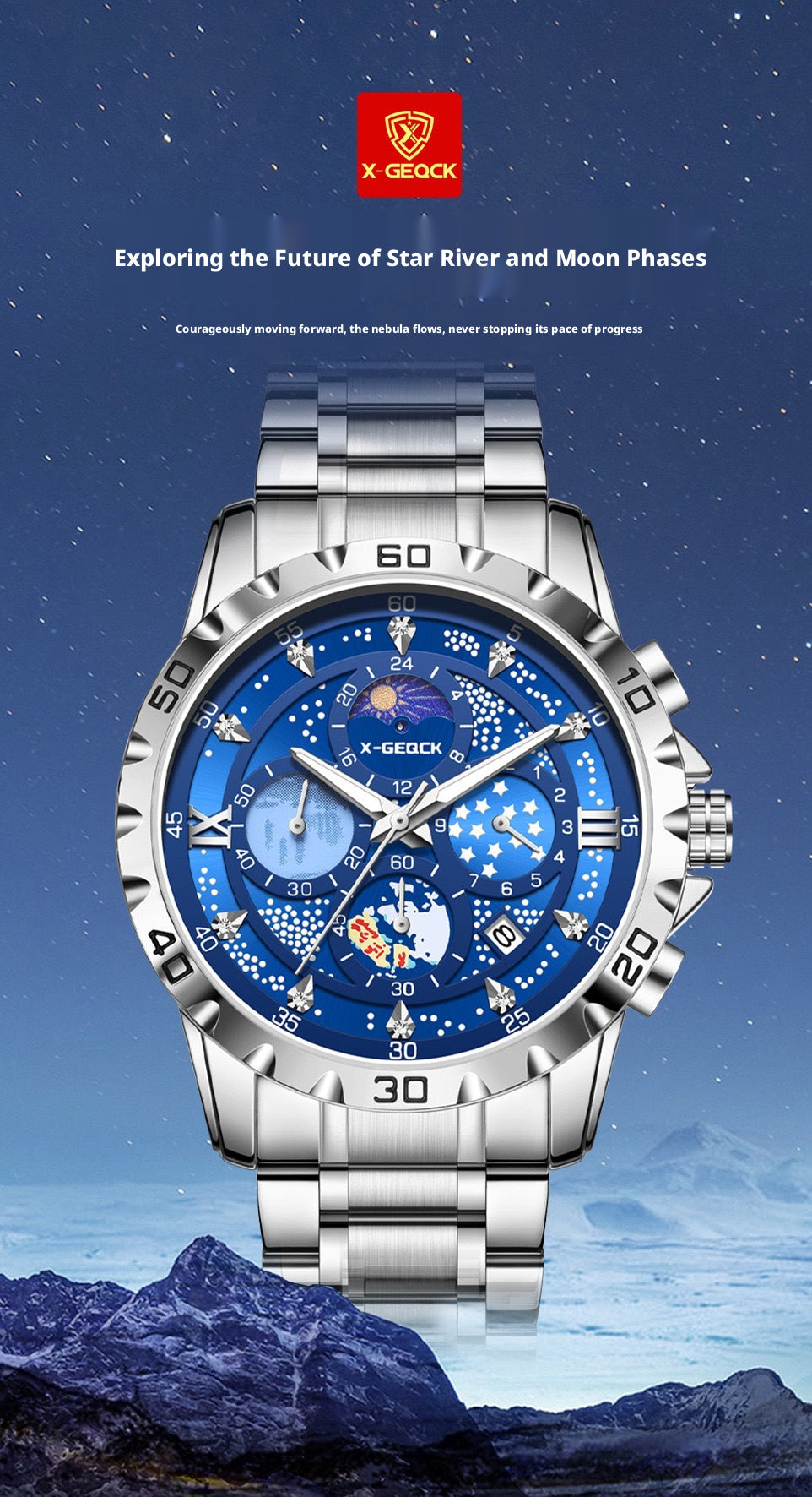 X-GEQCK 5072 Men's Starry Sky Style Electronic Waist Watch