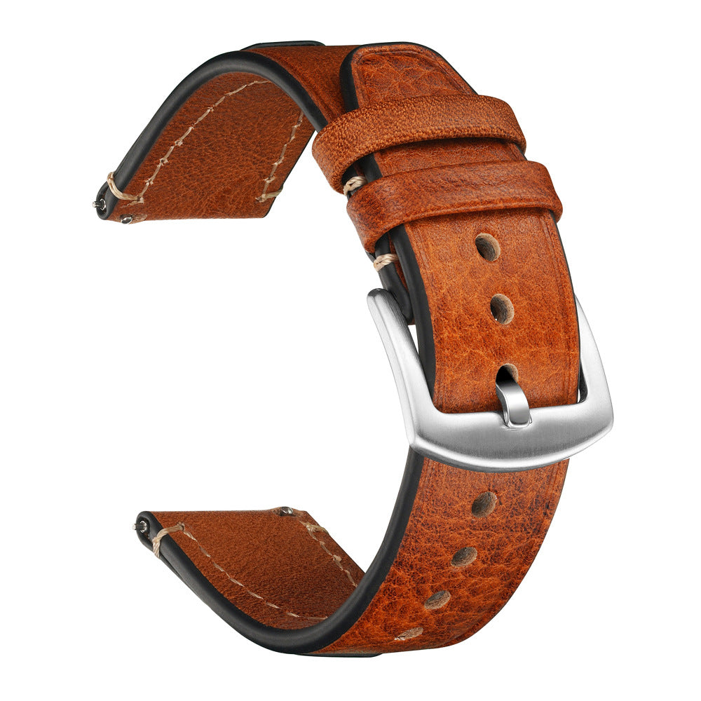 Genuine Leather Vintage Tree Cream Leather Watch Strap