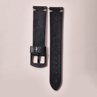 Cut edge embossed genuine leather watch strap