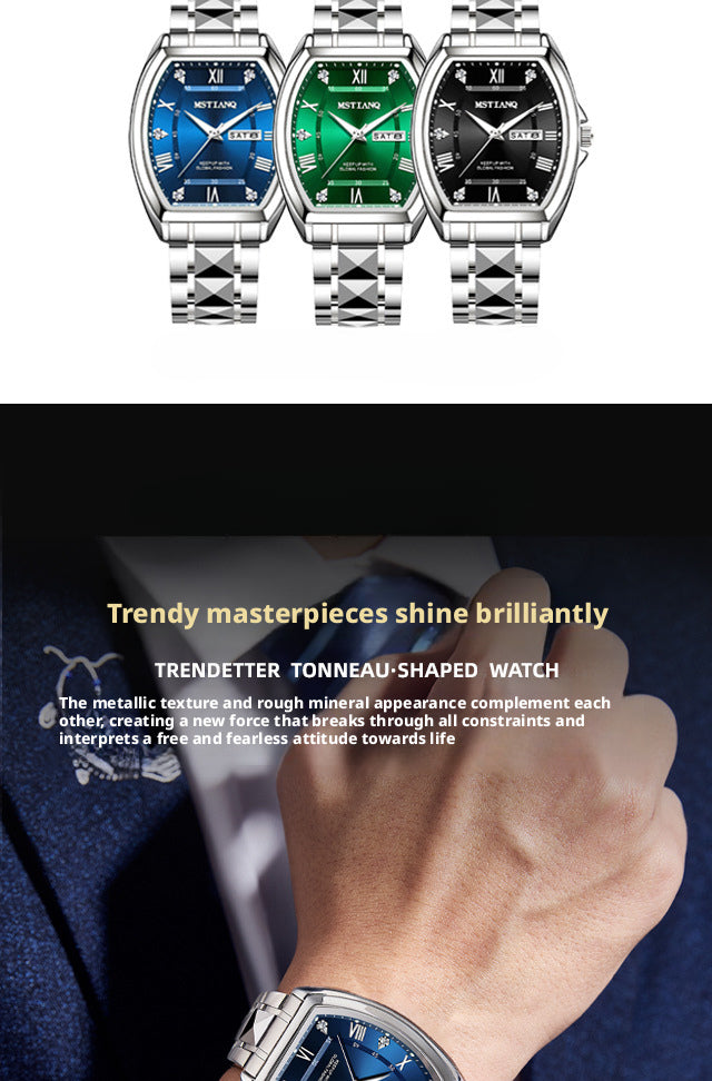 Mstianq 1121 Barrel-Shaped Men's Quartz Watch