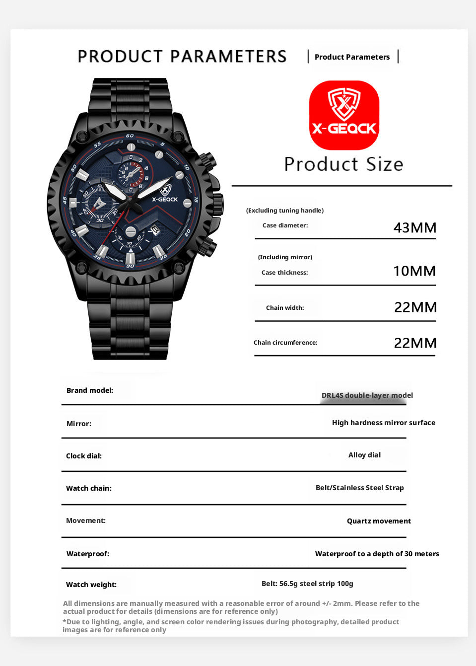 X-GEQCK DRL4 Men's Chronograph Quartz Wristwatch